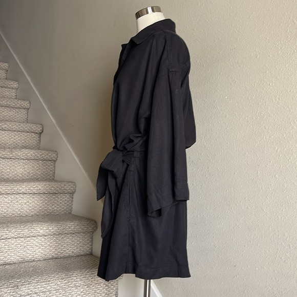 Free Assembly Sz XXL Black Button up; Tie and Elastic Waist Long Sleeve Romper - Picture 2 of 16